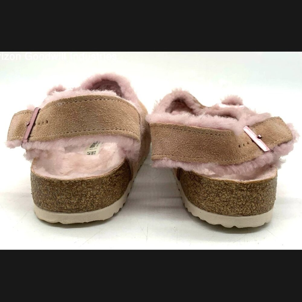 Birkenstock Milano Shearling Light Rose Pink Suede Slingback Sandal 41 L10 Reg - Picture 12 of 15